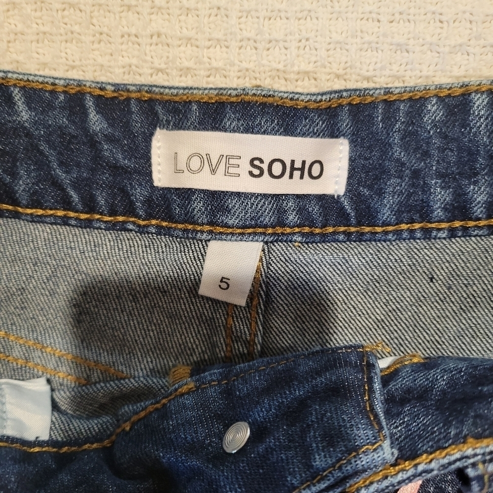 Women's Distressed Blue Jean Shorts - Picture 4 of 8
